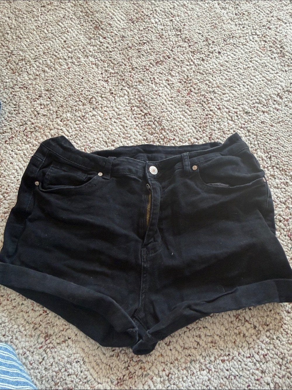High-Waist Black Rolled-Hem Women’s Shorts